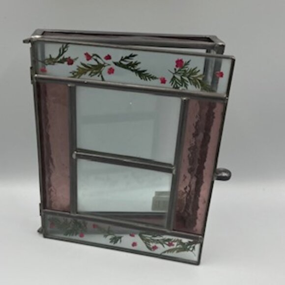 Burnes Of Boston Leaded Glass Box With Dried‎ Flowers Pink - Picture 11 of 12